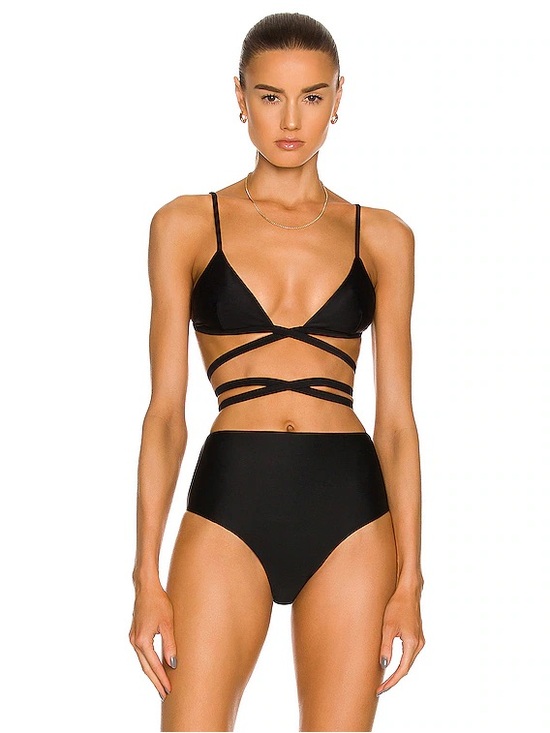 Matteau Other - Matteau Black Wrap Triangle Bikini Top with High Waist Bottom